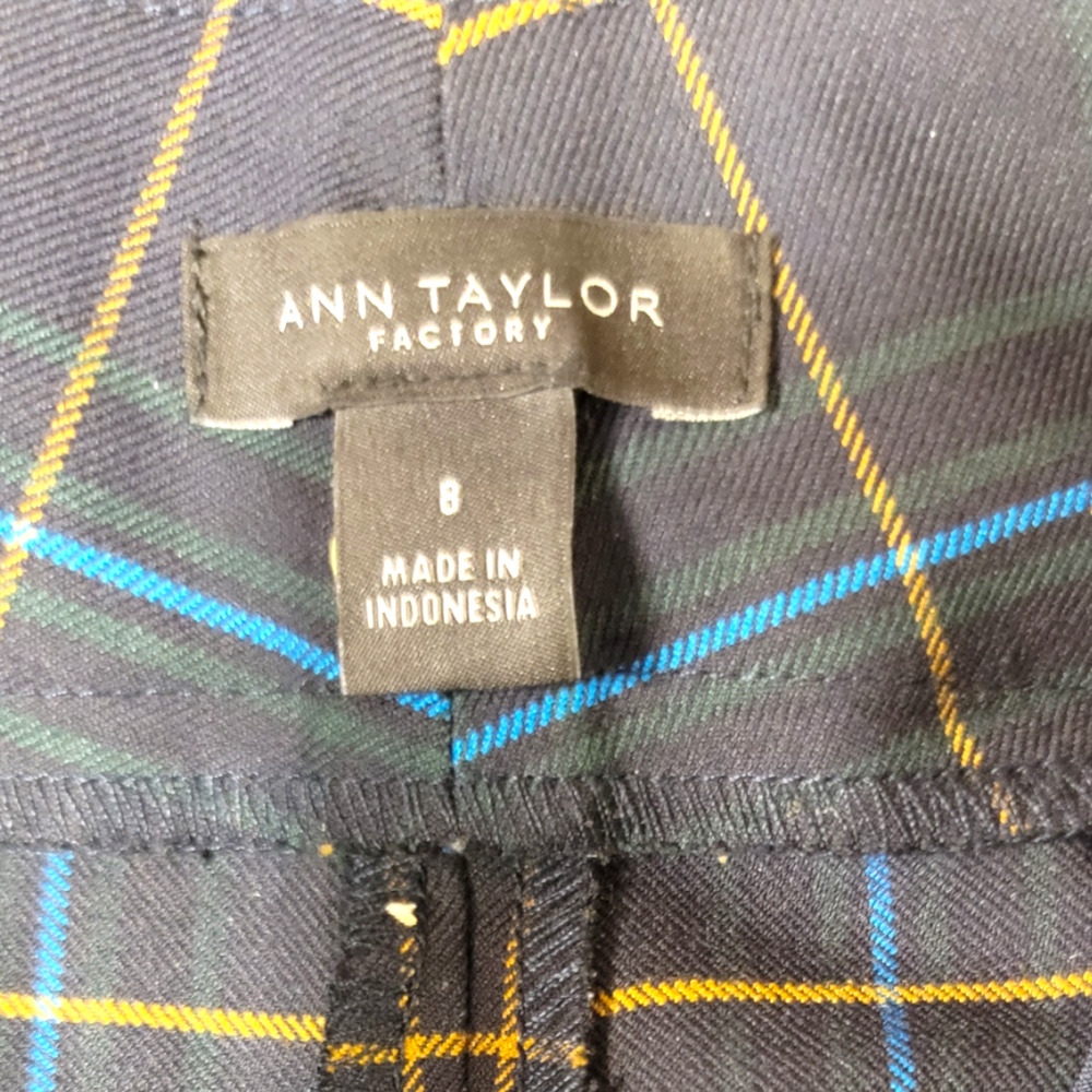 Ann Taylor Women's Tartan Plaid High Rise Cropped Trousers Multicolor Size 8 - Picture 3 of 4